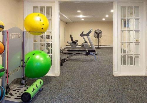 Fitness center with exercise equipment at Westgate Arms apartments for rent in Jeffersonville, PA